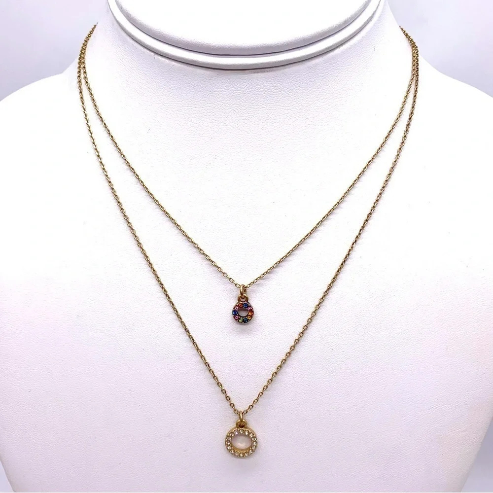 J. Crew Dainty Double Strand Pave Circles Necklace
